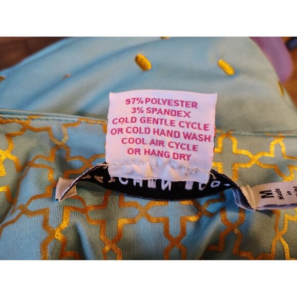 Gretchen Scott Medium Dress, Teal Blue, Gold, Embroidered Neckline, 3/4 Sleeve - Picture 5 of 5